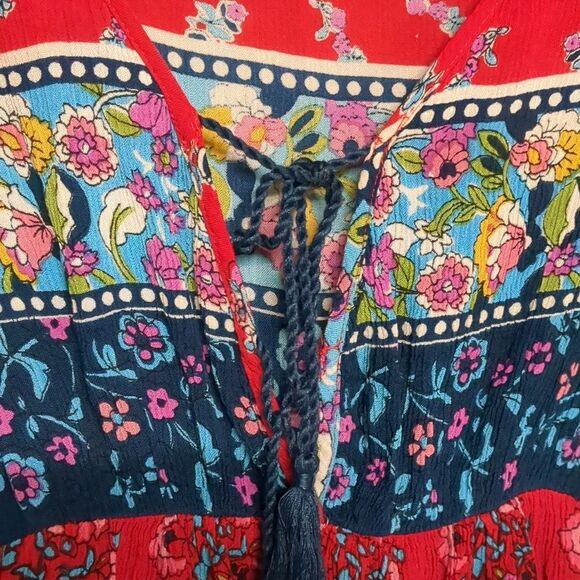 Patrons of Peace Tie Front Floral Flowy Boho Tank Top Size M - Picture 4 of 5